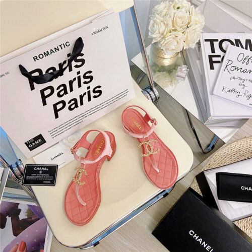 High Quality Luxury Chanel Pearl Buckle Classic Thong Sandals – Style 42982