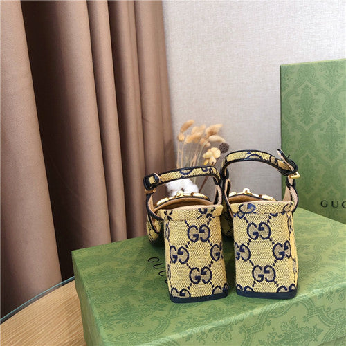 High Quality Luxury Gucci Horsebit Block Heel Sandals product detail