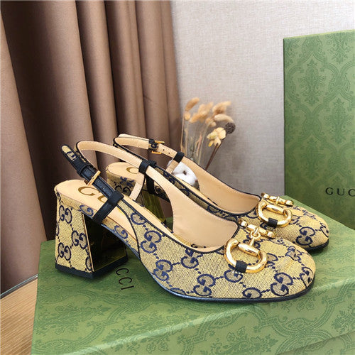 High Quality Luxury Gucci Horsebit Block Heel Sandals