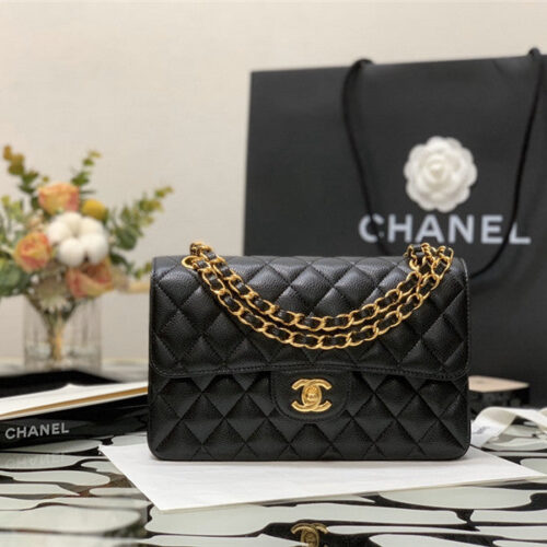 High Quality Luxury Chanel Classic Flap Caviar Leather Bag Small – Style 47412
