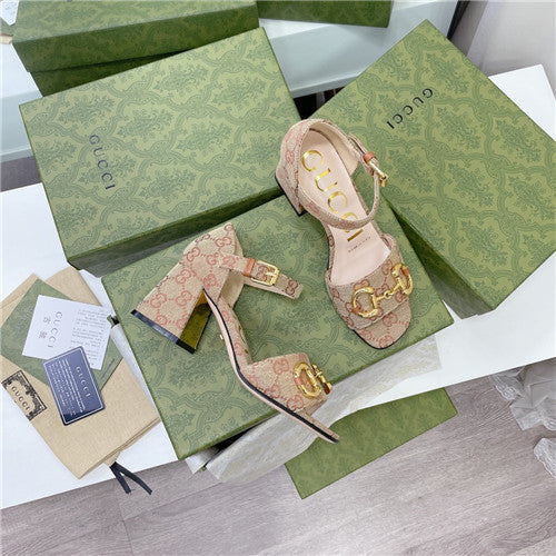 High Quality Luxury Gucci Horsebit Block Heel Sandals – Style 97459 product detail