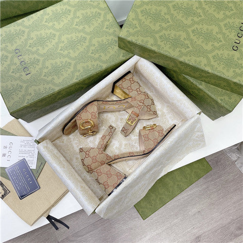 High Quality Luxury Gucci Horsebit Block Heel Sandals – Style 97459 product detail