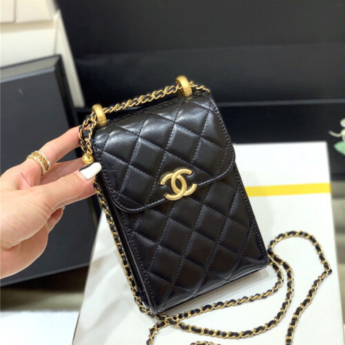 High Quality Luxury Chanel Gold Beads Mobile Phone Bag – Style 47718 product detail
