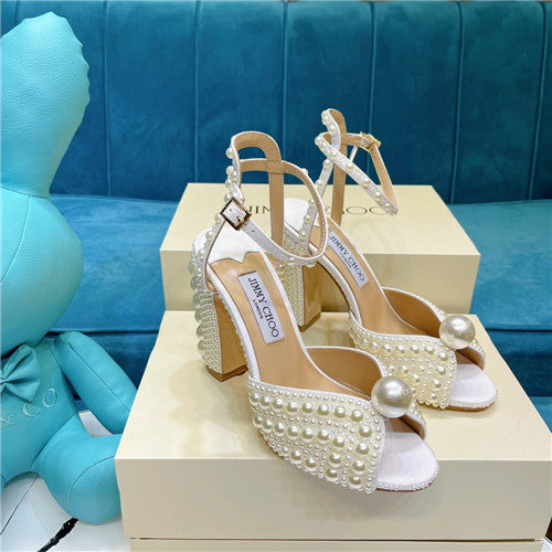 High Quality Luxury Jimmy Choo Pearl Block Heels