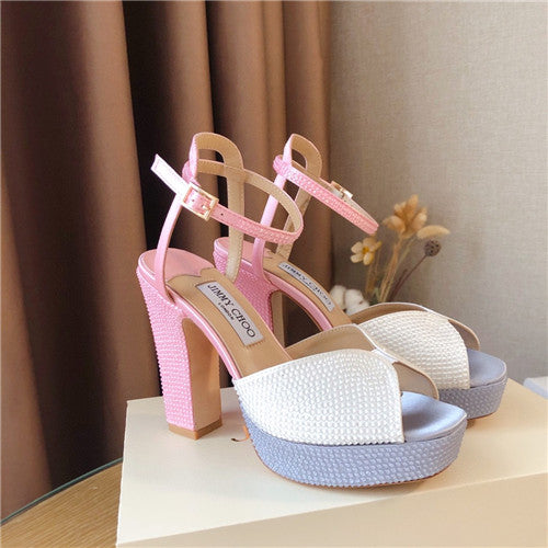 High Quality Luxury Jimmy Choo Pearl Block Heels – Style 62199