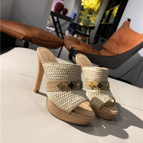 High Quality Luxury LV High Heel Slippers Womens