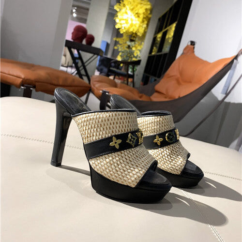 High Quality Luxury LV High Heel Slippers Womens – Style 31491