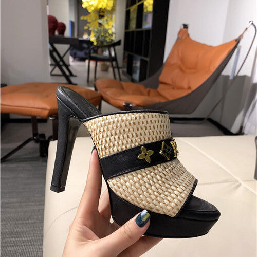 High Quality Luxury LV High Heel Slippers Womens – Style 31491 product detail