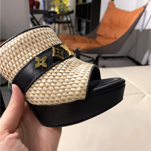 High Quality Luxury LV High Heel Slippers Womens – Style 31491 product detail