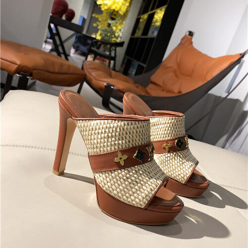 High Quality Luxury LV High Heel Slippers Womens – Style 97027