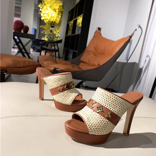 High Quality Luxury LV High Heel Slippers Womens – Style 97027 product detail