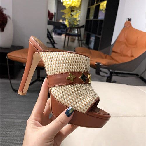 High Quality Luxury LV High Heel Slippers Womens – Style 97027 product detail
