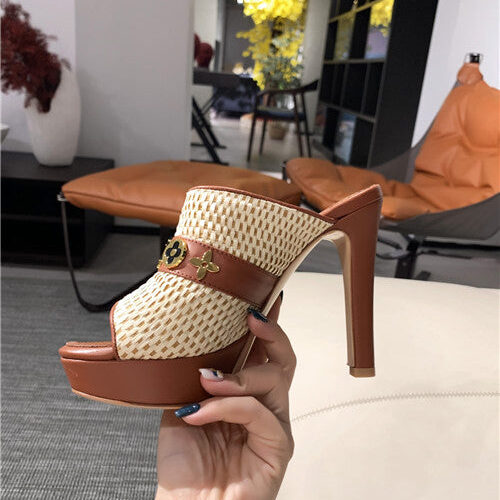 High Quality Luxury LV High Heel Slippers Womens – Style 97027 product detail
