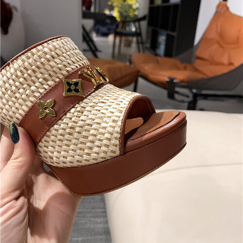 High Quality Luxury LV High Heel Slippers Womens – Style 97027 product detail
