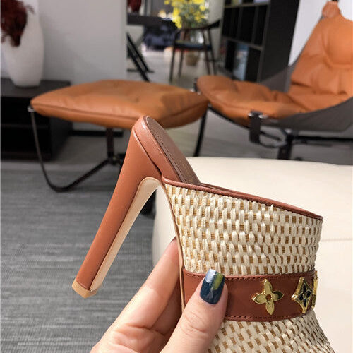 High Quality Luxury LV High Heel Slippers Womens – Style 97027 product detail