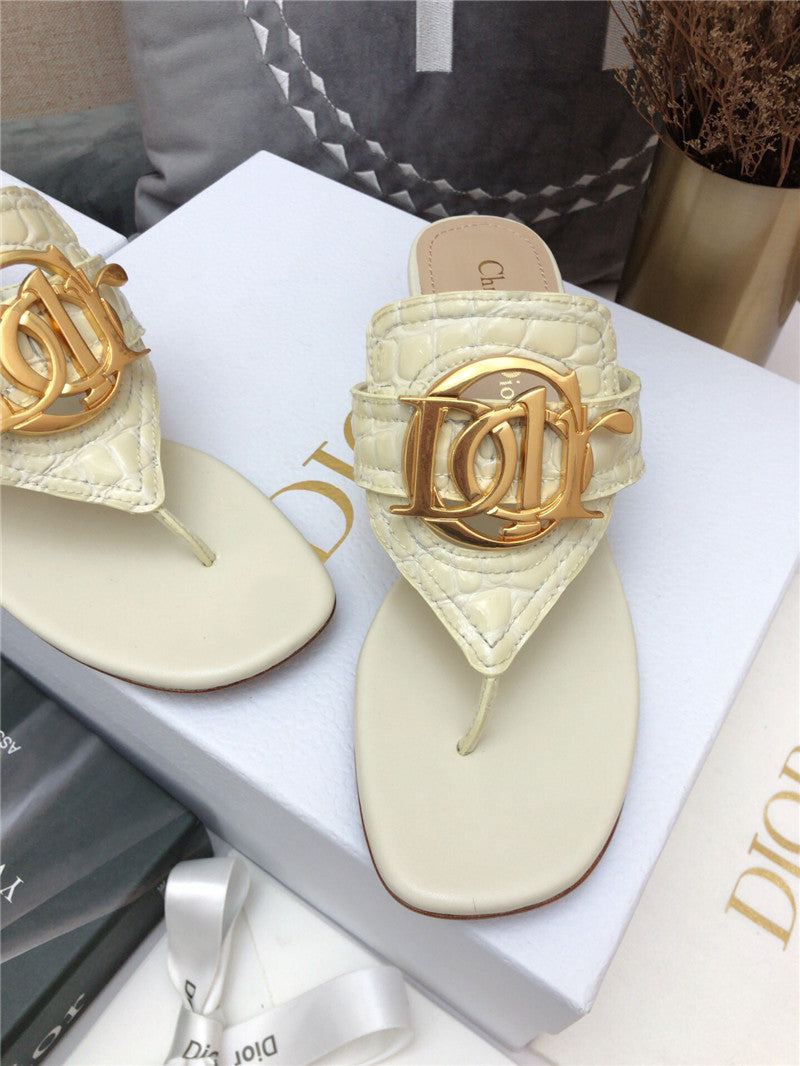 High Quality Luxury Dior Cd Logo Flat Thong Sandals product detail