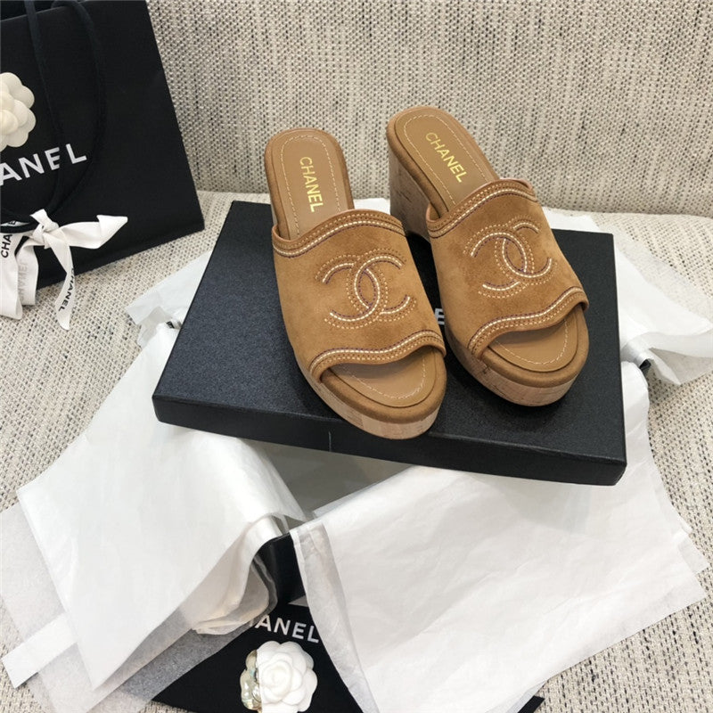 High Quality Luxury Chanel Platform High Heel Slippers – Style 42310