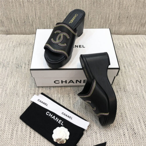 High Quality Luxury Chanel Platform High Heel Slippers – Style 11238 product detail