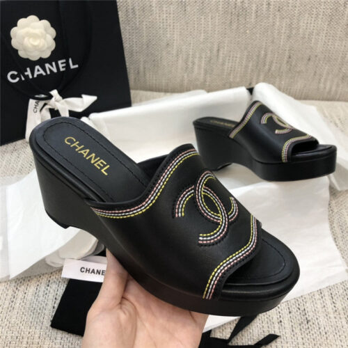 High Quality Luxury Chanel Platform High Heel Slippers – Style 11238 product detail