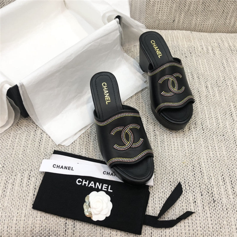 High Quality Luxury Chanel Platform High Heel Slippers – Style 11238 product detail