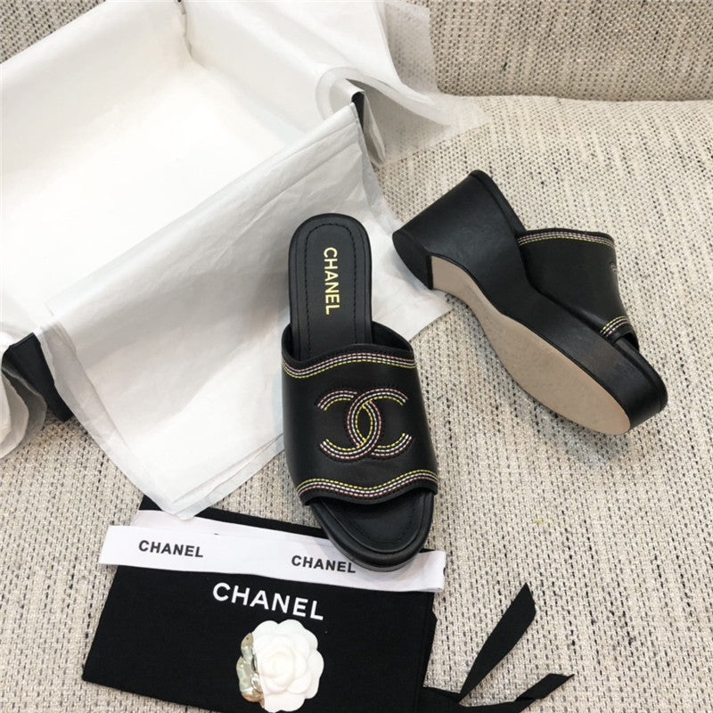 High Quality Luxury Chanel Platform High Heel Slippers – Style 11238 product detail