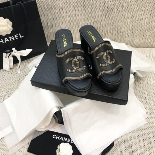 High Quality Luxury Chanel Platform High Heel Slippers – Style 11238