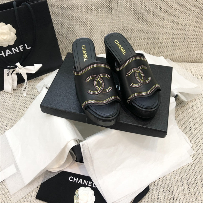 High Quality Luxury Chanel Platform High Heel Slippers – Style 11238