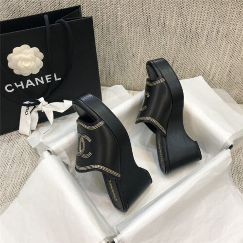 High Quality Luxury Chanel Platform High Heel Slippers – Style 11238 product detail