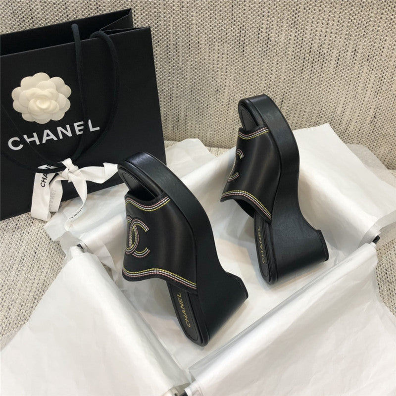 High Quality Luxury Chanel Platform High Heel Slippers – Style 11238 product detail