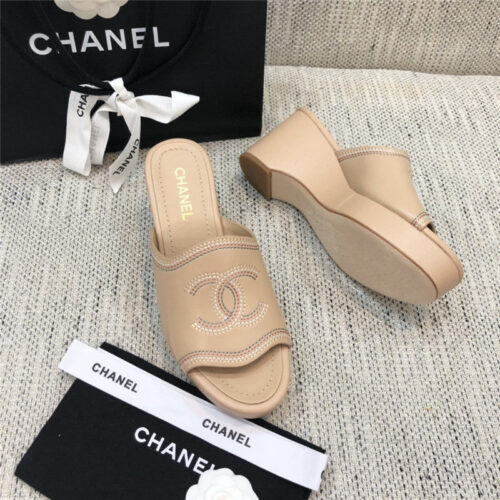 High Quality Luxury Chanel Platform High Heel Slippers – Style 45702 product detail