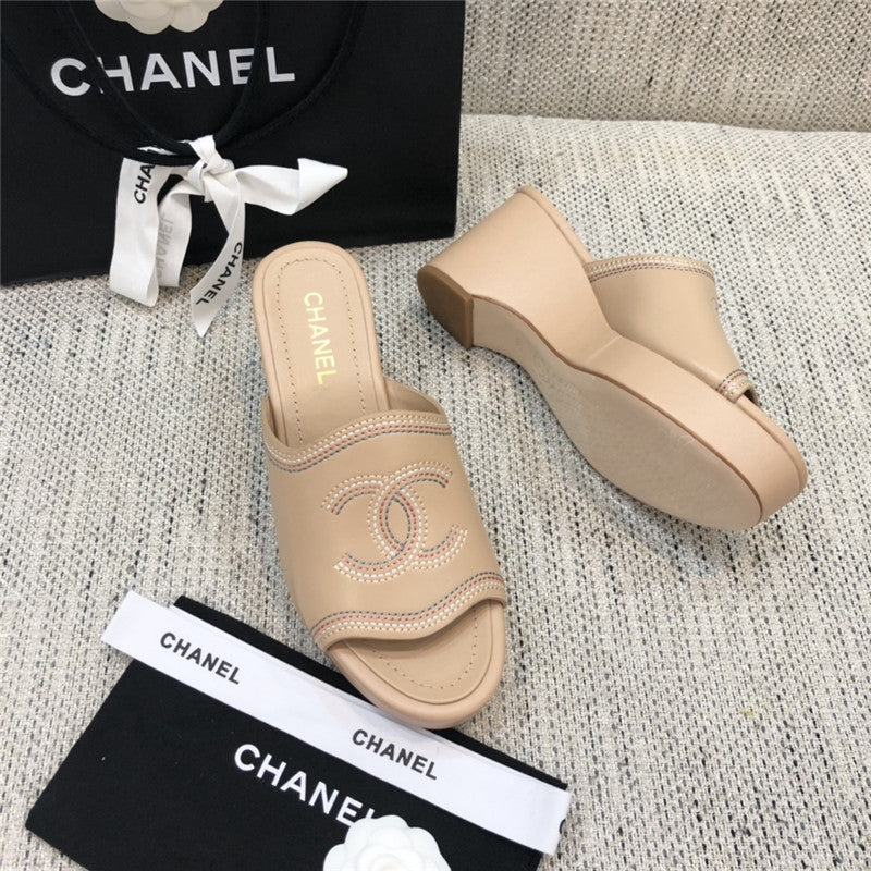 High Quality Luxury Chanel Platform High Heel Slippers – Style 45702 product detail