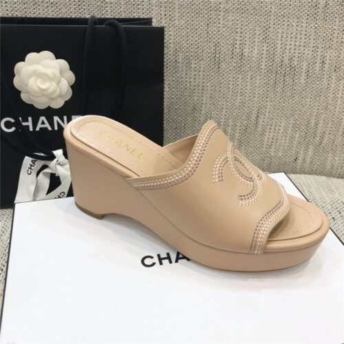 High Quality Luxury Chanel Platform High Heel Slippers – Style 45702 product detail