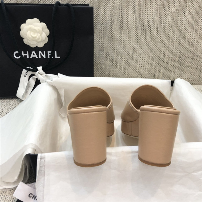 High Quality Luxury Chanel Platform High Heel Slippers – Style 45702 product detail