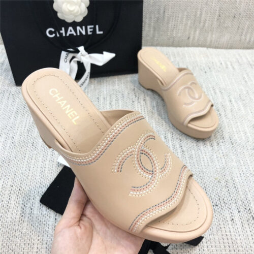 High Quality Luxury Chanel Platform High Heel Slippers – Style 45702 product detail