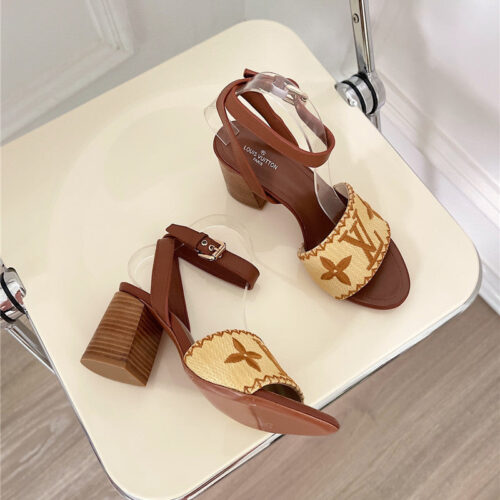 High Quality Luxury Louis Vuitton Chunky Heel Sandals – Style 64355 product detail