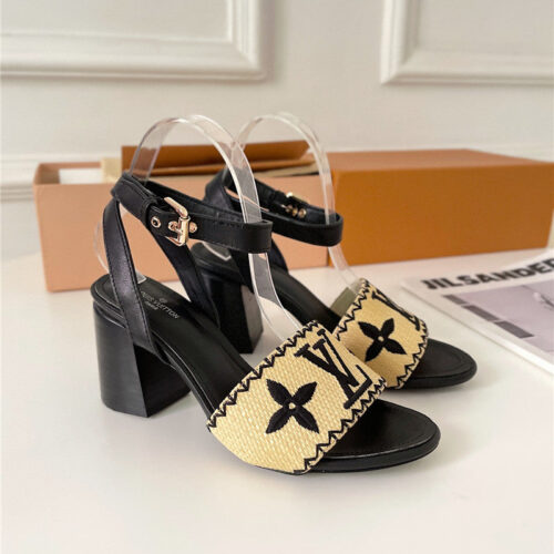 High Quality Luxury Louis Vuitton Chunky Heel Sandals – Style 67747