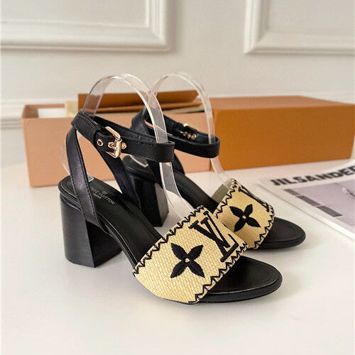 High Quality Luxury LV Chunky Heel Sandals
