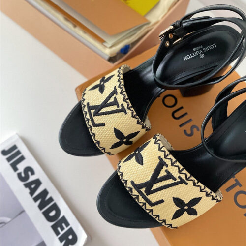 High Quality Luxury Louis Vuitton Chunky Heel Sandals – Style 67747 product detail
