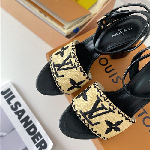 High Quality Luxury LV Chunky Heel Sandals product detail