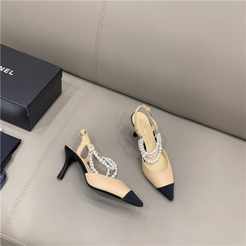 High Quality Luxury Chanel Pearl High Heel Sandals alternate view
