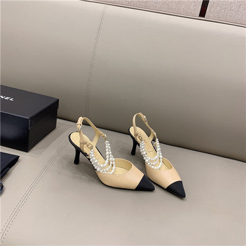 High Quality Luxury Chanel Pearl High Heel Sandals
