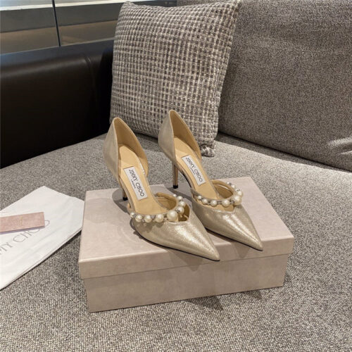High Quality Luxury Jimmy Choo High Heel Pearl Sandals