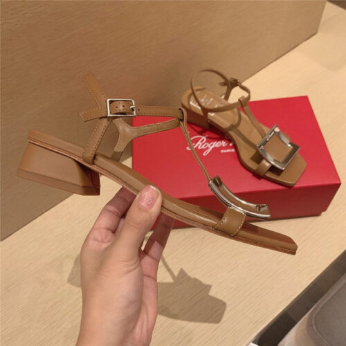 High Quality Luxury Roger Vivier Square Buckle Sandals – Style 18292