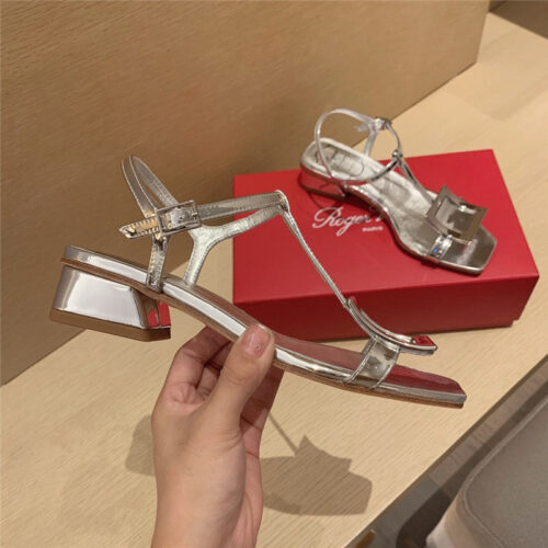 High Quality Luxury Roger Vivier Square Buckle Sandals
