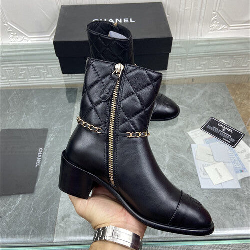 High Quality Luxury Chanel Chain Thick Heel Ankle Boots product detail