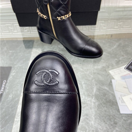 High Quality Luxury Chanel Chain Thick Heel Ankle Boots product detail