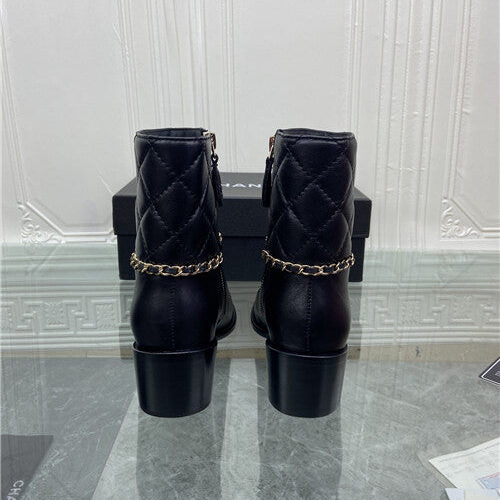 High Quality Luxury Chanel Chain Thick Heel Ankle Boots product detail