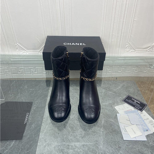High Quality Luxury Chanel Chain Thick Heel Ankle Boots product detail