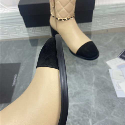 High Quality Luxury Chanel Chain Thick Heel Ankle Boots – Style 86374 product detail