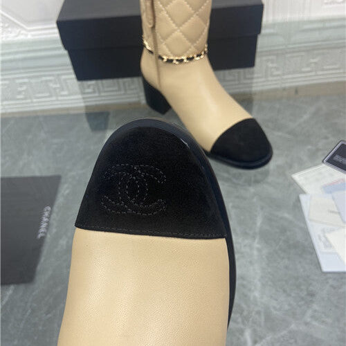 High Quality Luxury Chanel Chain Thick Heel Ankle Boots – Style 86374 product detail